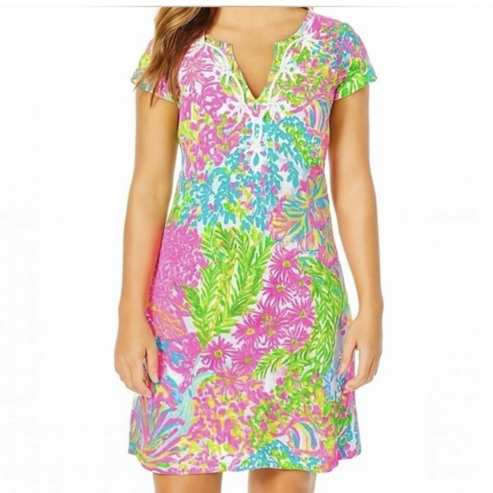 Lilly Pulitzer Brewster More Lovers Coral Pima Cotton Dress Size SMALL